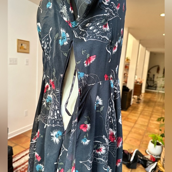 Free People Gray Floral Dress Sz 10 - Picture 7 of 9